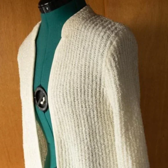 Goudchaux Maison Blanche ? Cream Boucle Knitted Cardigan Sweater womens M/L - Picture 4 of 13